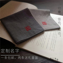 Handkerchief men cotton embroidery seal custom name cotton ancient style handkerchief small square scarf boyfriend birthday gift