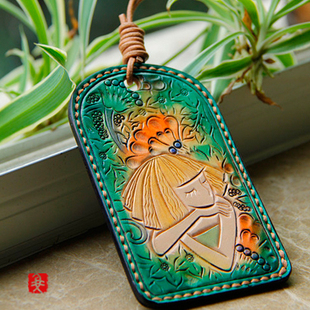 皮雕.纯手工.意大利牛皮 梦里花公交卡套/磁卡套/门卡套/信用卡套