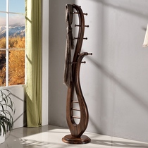 Coat rack Floor-to-ceiling bedroom solid wood black walnut modern new Chinese hanger Living room door coat rack