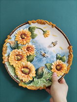 Fang Ya Ceramic Sunflower 10-inch Hanging Plate Decoration Watch Plate Boutique Hand-painted Porcelain Plate Home Decoration