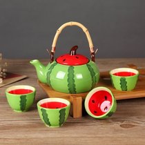 Fruit flower teapot filter Black Tea Flower tea set set set of ceramic kung fu tea set tray tea tray living room