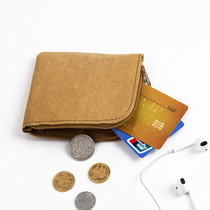 Handmade washed kraft paper small freshener minimalist Mini ultra-thin square zero wallet coin student cute little purse