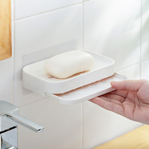 Wall-mounted drain soap box suction cup rack bathroom toilet non-perforated soap holder European creative soap box