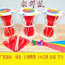 Korean long drum cowhide pull rope drum children dance drum props drum adult performance drum Korean drum Korean drum