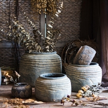 (Han) African Art old cans retro craft cement jar vase flower pot flower pot flower plant ethnic style