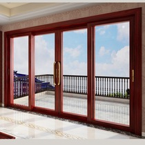 Titanium-magnesium alloy sliding door heavy-duty aluminum double-layer tempered glass balcony kitchen living room study with screen window
