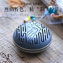  Ancient burning blue plate incense burner plate incense box Antique pure copper incense burner Household sandalwood stove Indoor aromatherapy stove hollow car