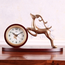 Clock clock ornaments old-fashioned creative fashion Chinese solid wood home desktop American clock European style retro clock
