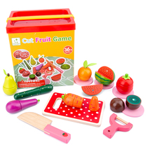 Magnetic fruits and vegetables Chichele baby wooden Chichele kitchen simulation children's family set toys