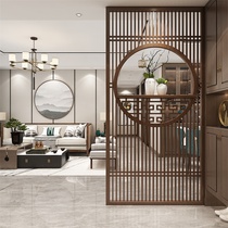 New Chinese solid wood grille partition screen wall Living room door entrance entrance shelf Household simple and modern