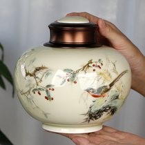 Jingdezhen retro tea cans ceramic creative personality fashion sealed cans moisture-proof large one catty kung fu tea set