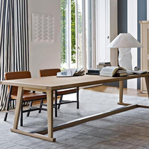 Solid wood conference table Long table negotiation table and chair combination simple loft large board office desk Rectangular computer desk Nordic