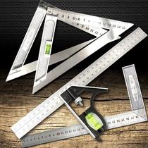 Woodworking angle ruler 90 degree stainless steel multifunctional universal bricklayer thickening triangle Yin and Yang angle square ruler lengthened ruler