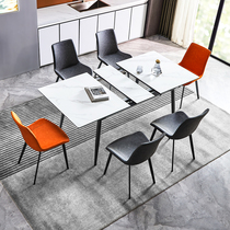  Italian light luxury hidden induction cooker rectangular household dining table telescopic folding multi-function rock plate dining table and chair combination