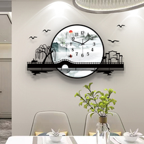 New Chinese watch and clock wall clock living room silent landscape decoration painting quartz clock modern simple creative clock hanging picture table