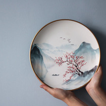 New Chinese Ceramic Plate Decorative Ornaments Modern Landscape Home View Landscape Ornaments Living Room Wine Bookcase Entrance