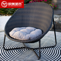 European and American St. Wood Balcony Small Table And Chairs Outdoor Creativity Casual Chair Indoor Patio Small Family rattan loafers