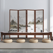 New Chinese style ancient landscape screen partition Living room Bedroom entrance office Folding mobile walnut folding screen