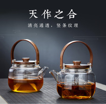 Glass cooking teapot can be heated with steamed tea boiler household high temperature resistant bubble teapot electric pottery kettle tea set