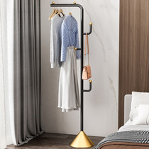 Light and luxurious clothes hanger floor bedroom Easy home shelve net red metal clothes hat rack modern pole type hanging bag rack
