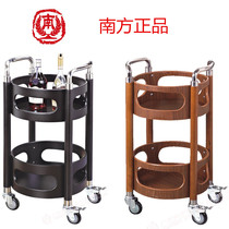 South C- 75 round wine truck double-deck service truck hand push work truck hotel tea bar beverage solid wood dessert truck