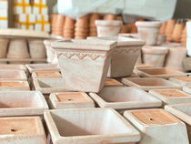 Plant pot friends Roman wind pure handmade rough pottery red pottery basin square basin long square basin breathable water permeable garden planting Basin