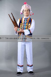 精品白族阿鹏服装/葫芦丝表演/云南民族服装/白族男装