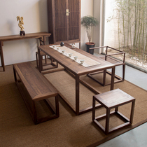 New Chinese style black walnut tea table and chair combination Zen coffee table Teahouse tea room tea table tea solid wood table furniture