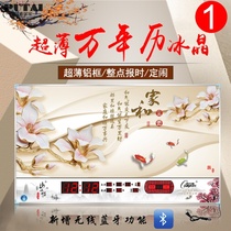 ~ Perpetual calendar 2019 landscape wall mounted electronic clock LED digital 3D luminous ultra-thin wall clock living room home