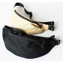  Japan and South Korea minimalist style solid color retro canvas chest bag mens casual outdoor sports running waist bag women chic small satchel