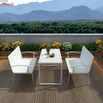Outdoor Iron Art Sofa Outdoor Patio Open-air Balcony Park Leisure White Plastic Wood Table And Chairs Waterproof Sunscreen Chair