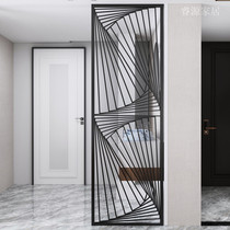 Nordic modern Wrought iron partition guest restaurant entrance Metal decoration hollow light luxury simple net red stainless steel screen