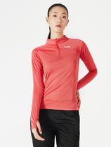 Fun outdoor sports quick-drying clothes long sleeve top women running 2021 autumn winter plus velvet semi-zippered pullover mountaineering suit