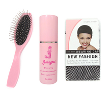 Wig care liquid set tools Anti-knotting anti-roughness Anti-static airbag wig steel comb hair net three-piece set