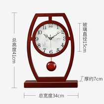 Chinese style seat bell living room desktop Chinese Wind Classical timepiece office Book room Decorative Wood Pendulum piece clock