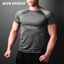 High-end tight wear-resistant scratch-Pilling nylon sports outdoor tactical short sleeve summer round neck