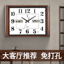 Polaris large size living room wall clock square fashion quartz clock creative electronic perpetual calendar calendar home clock