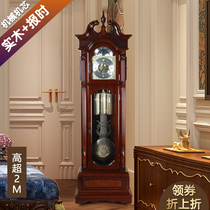 European-style solid wood mechanical floor clock retro style large clock clock pendulum clock living room clock German time