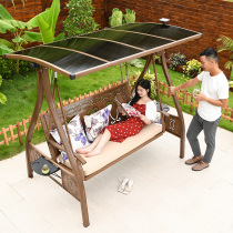 Outdoor swing cast aluminum double three-person rocking chair Balcony garden hanging chair Outdoor courtyard swing household swing Qianqiu