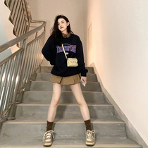 2021 New early autumn womens high sense academic style pleated skirt set temperament small sweater dress