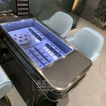 New product negotiation table Jewelry jewelry display cabinet Display cabinet Custom shaped counter Stainless steel glass transparent cabinet