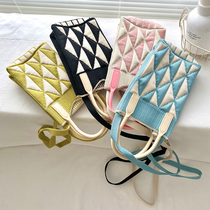 Summer bright color mini knitting bag Korean version shoulder bag Messenger mobile phone bag waist bag shopping photo handbag