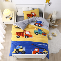 Kindergarten quilt three-piece set milk velvet plus velvet double-sided coral velvet quilt cover nap winter bedding six-piece set