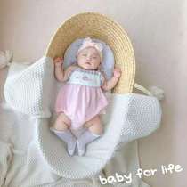 ins newborn baby woven hand basket woven sleeping basket out portable baby cradle bed photo straw basket
