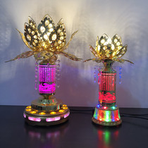Rotating LED hollow golden lotus lamp for Buddha lamp yellow light long lotus lamp for Buddha lamp for Buddha lamp