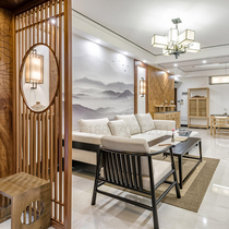 Japanese living room Nordic modern simple aluminum screen custom Chinese light luxury entrance Wood grain aluminum square pass grille partition