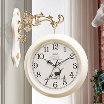 European double-sided light luxury hanging watch clock living room wall hanging watch
