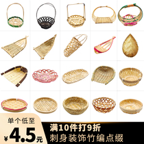 Hotel sashimi dishes plate decoration bamboo small basket bamboo basket bamboo basket water droplets creative embellishment plate decoration small ornaments