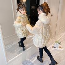 Korean girls cotton padded clothes 2021 new foreign style winter thickened childrens clothing middle and long down cotton clothes