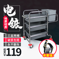 Hotel three-layer stainless steel hand-pushed dining car trolley dining plate set Commercial Bowl car collection dining car Restaurant Hotel withdrawal